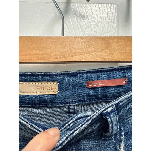 Anthropologie Pilcro The Icon Flared Distressed Medium Wash Boho Jeans Size 25 - Picture 6 of 8